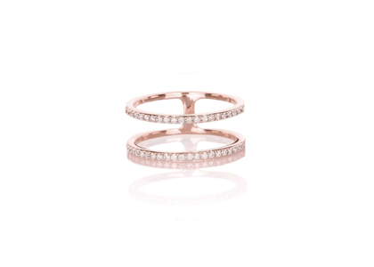 Rose Gold Plated CZ Studded Vertical Ring